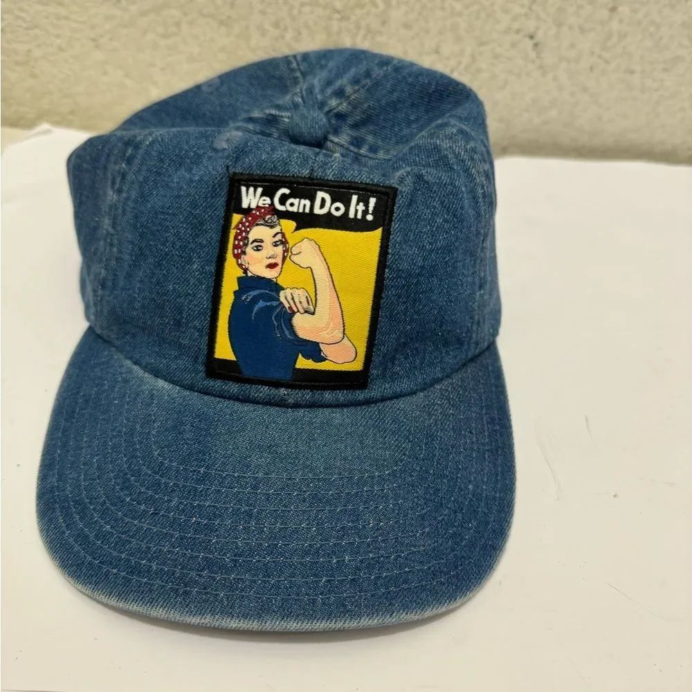 Rosie the Riveter “We can do it” trucker denim hat NWOT